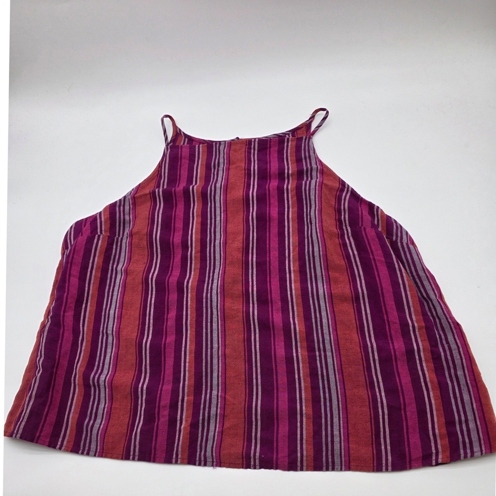 Boho Fairy Halter Tank Top Women XXL Purple Striped Sleeveless Vestive Beachwear